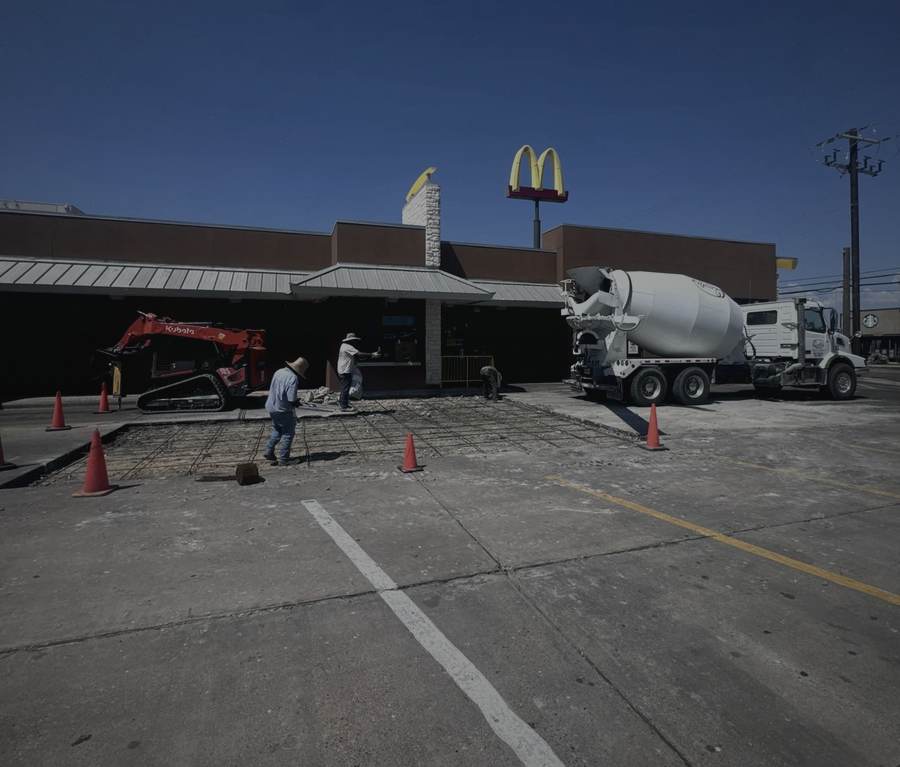 A commercial concrete pour by Lucky's Concrete